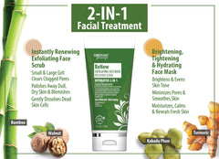 LuxeOrganix ReNew Exfoliating Face Mask & Polishing Scrub: Organic 2-IN-1 Treatment for Smooth, Glowing Skin (4oz)