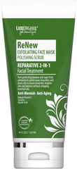 LuxeOrganix ReNew Exfoliating Face Mask & Polishing Scrub: Organic 2-IN-1 Treatment for Smooth, Glowing Skin (4oz)